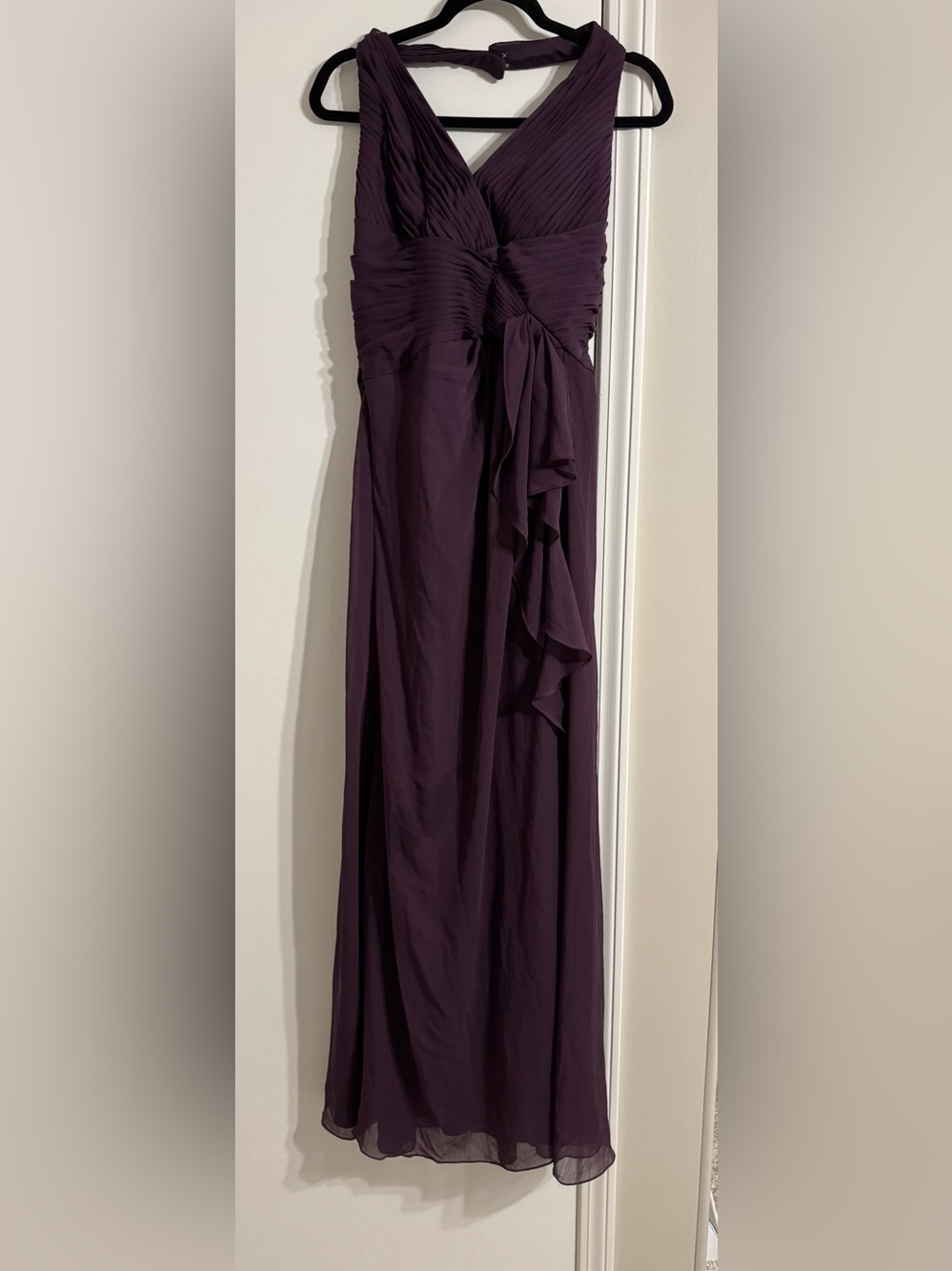 Elegant Dark Plum Ruffle Halter Dress